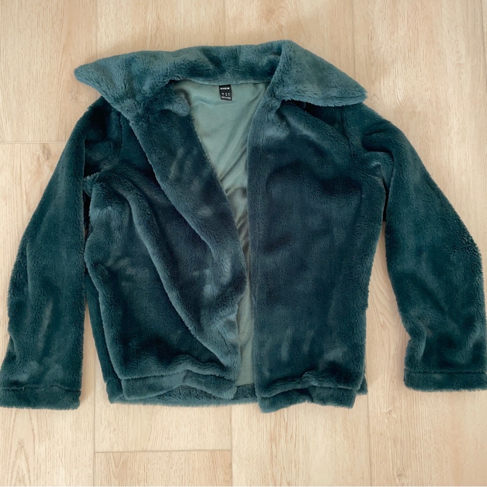 Shein green fur jacket